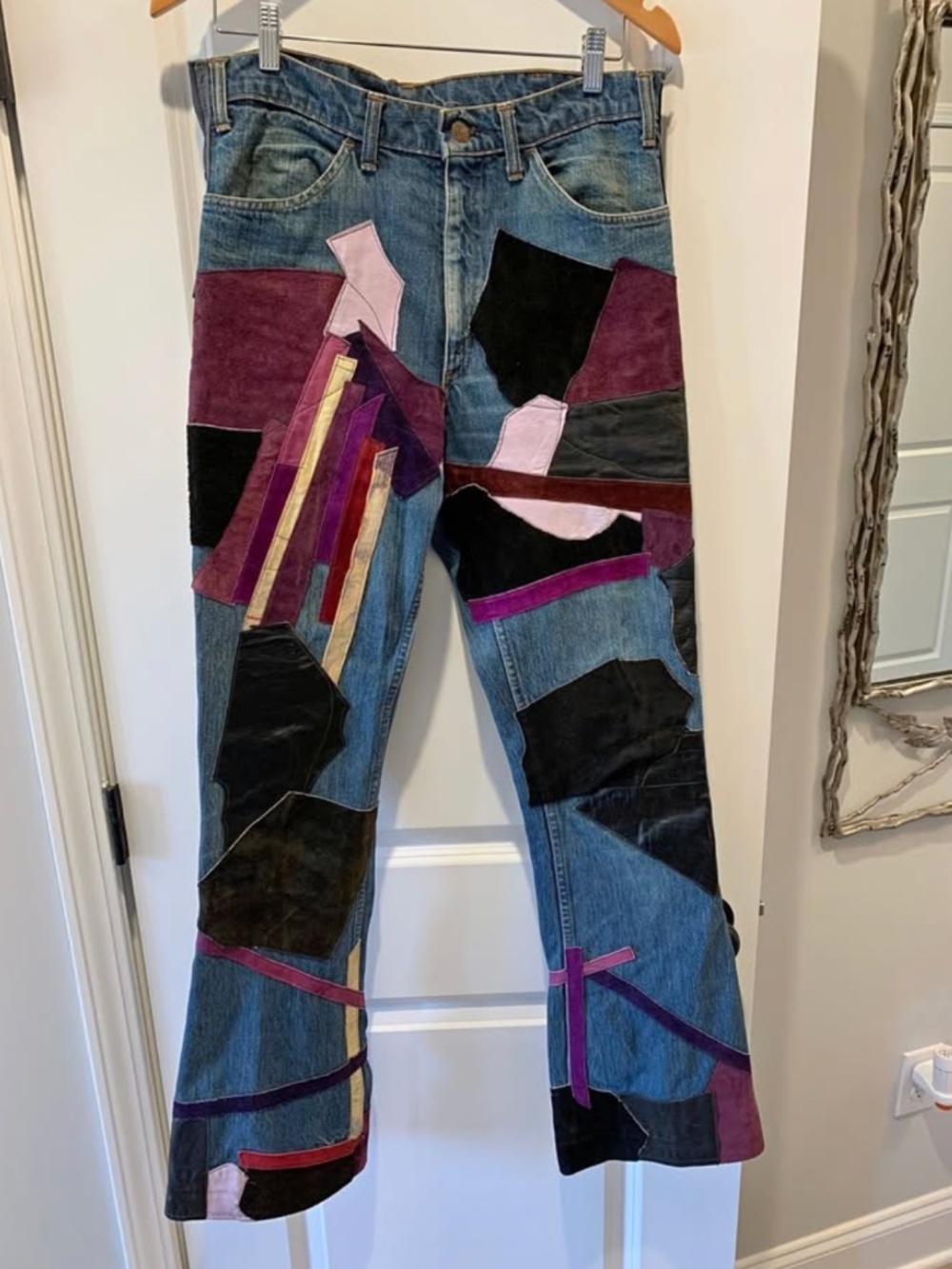 Reworked Vintage Patched Patchwork Jeans (33" x 34")
